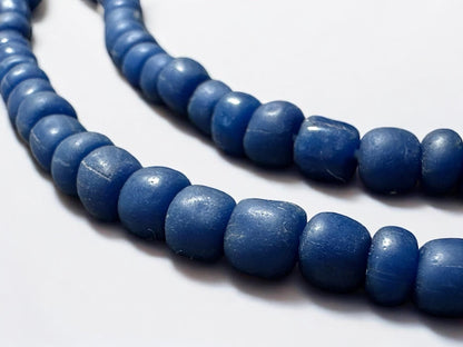 Rustic Matte Blue Glass Beads: Recycled Java Spacer Beads