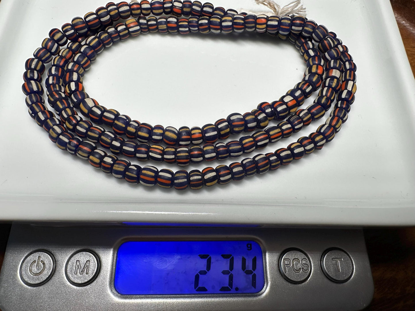 Blue Java Glass Beads: Indonesian Striped Spacer Beads (5-6mm)