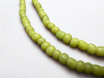 Lime Green Java Glass Beads: Indonesian Striped Spacer Beads