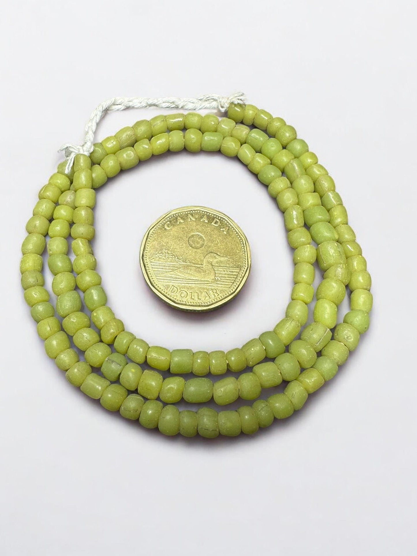 Lime Green Java Glass Beads: Indonesian Striped Spacer Beads