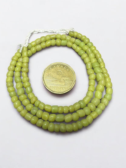 Lime Green Java Glass Beads: Indonesian Striped Spacer Beads