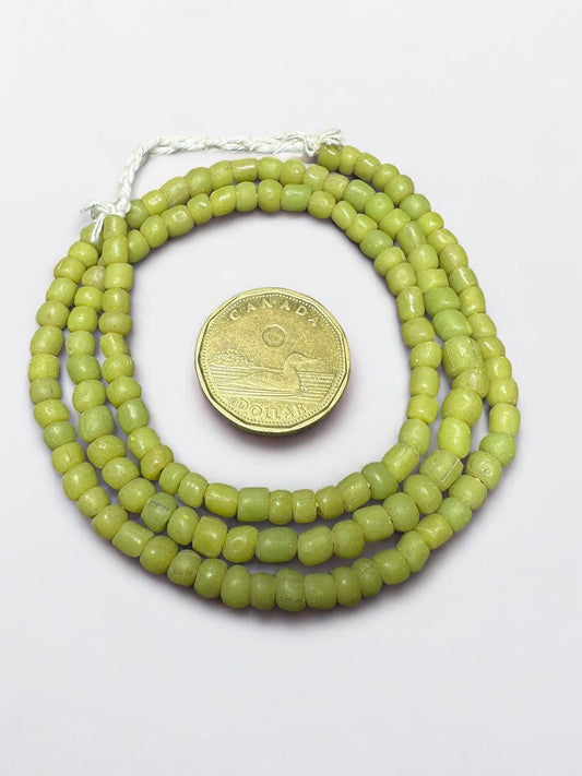 Lime Green Java Glass Beads: Indonesian Striped Spacer Beads