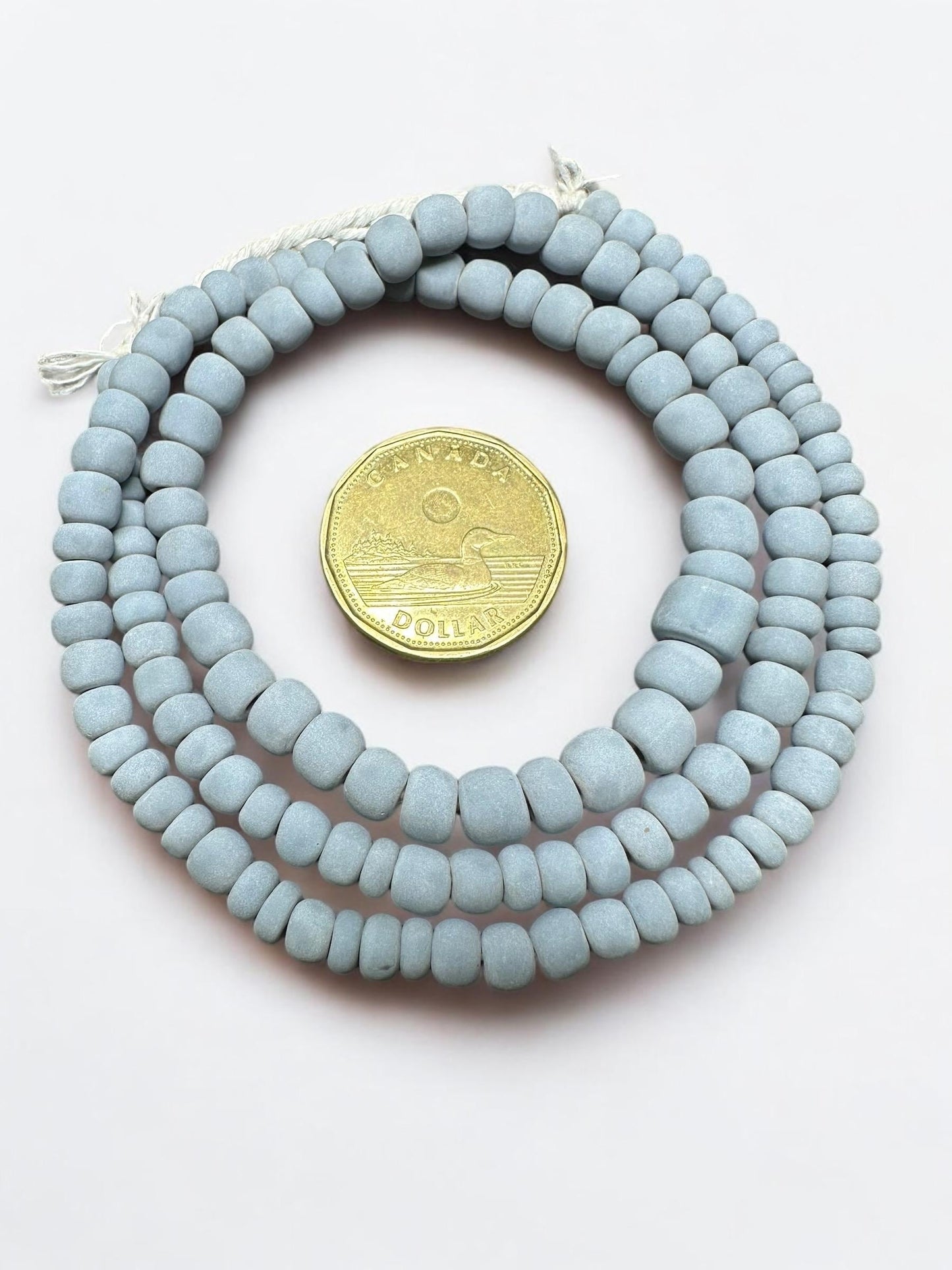 Light Blue Java Glass Beads: Indonesian Striped Spacer Beads