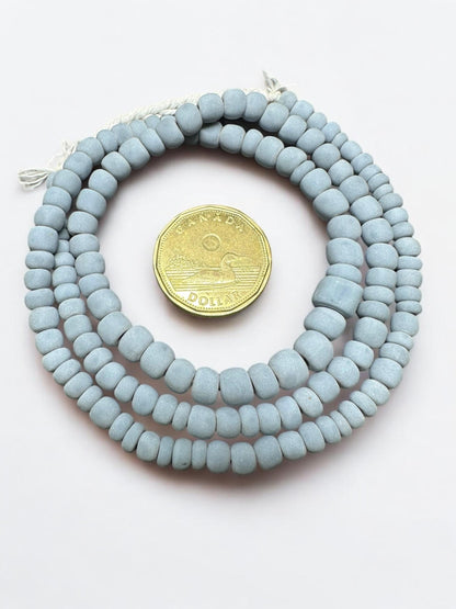 Light Blue Java Glass Beads: Indonesian Striped Spacer Beads