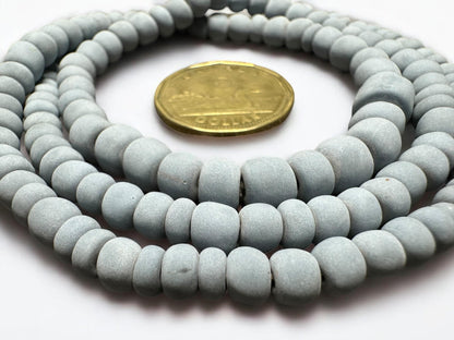 Light Blue Java Glass Beads: Indonesian Striped Spacer Beads