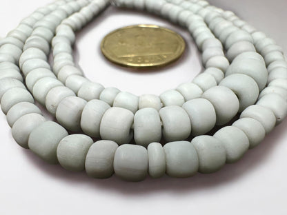 Bone White Java Glass Beads: Indonesian Striped Spacer Beads