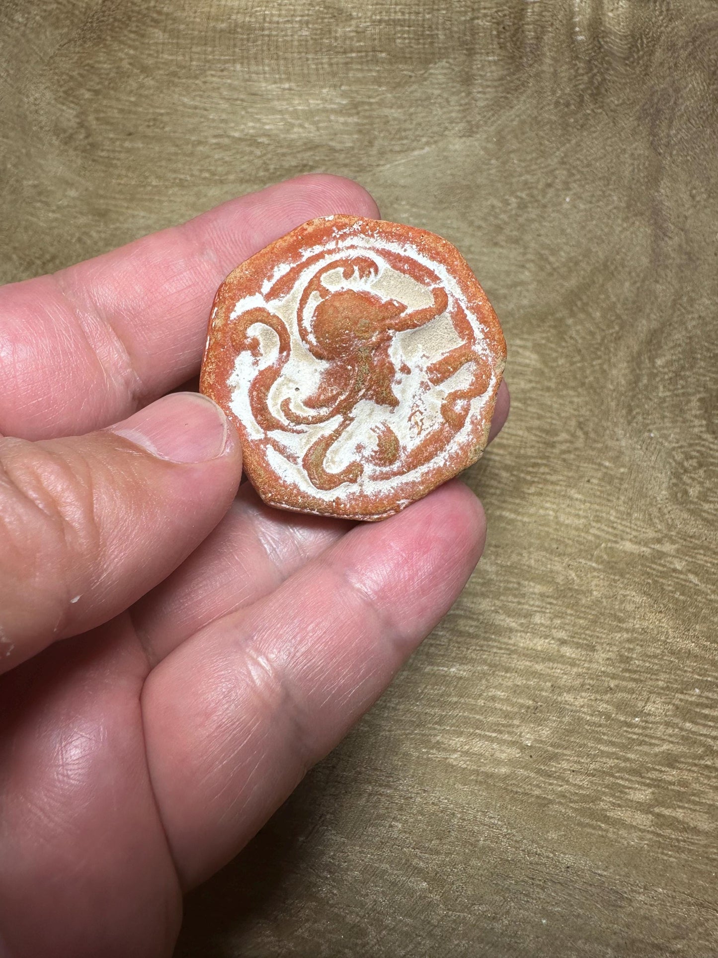 Greek-Style Medusa Terracotta Amulet | Octagonal Face Plaque | Ancient Mythology-Inspired Ceramic Talisman | Rustic Clay Medallion