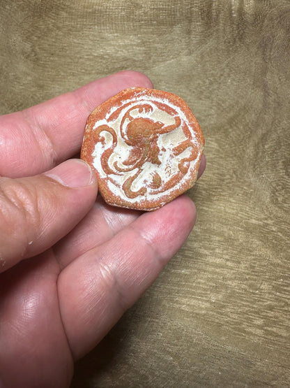 Greek-Style Medusa Terracotta Amulet | Octagonal Face Plaque | Ancient Mythology-Inspired Ceramic Talisman | Rustic Clay Medallion