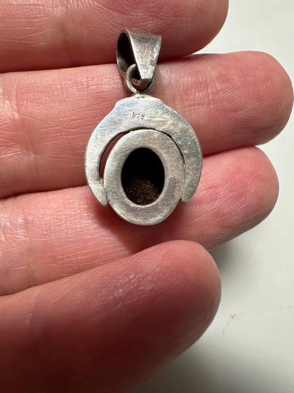 Black Onyx & Coral 925 Sterling Silver Pendant - Boho Artisan Jewelry