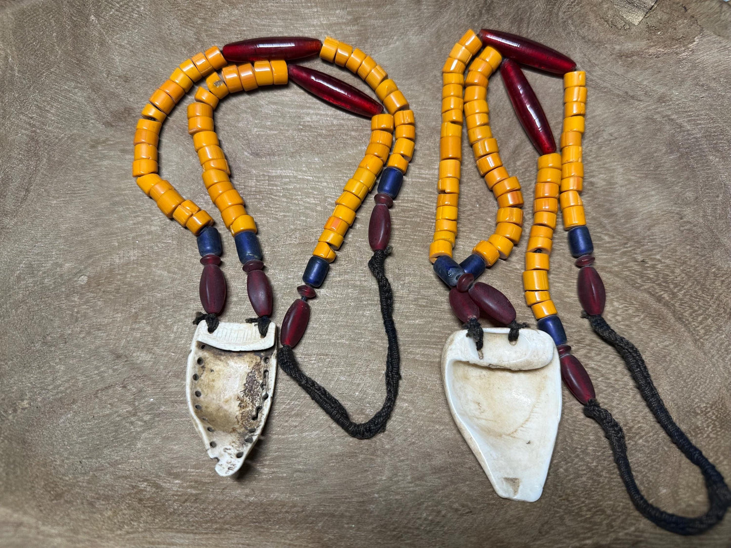 Nepal Tribal Necklace: Amulet Pendant, Vintage Beads, Himalayan Talisman