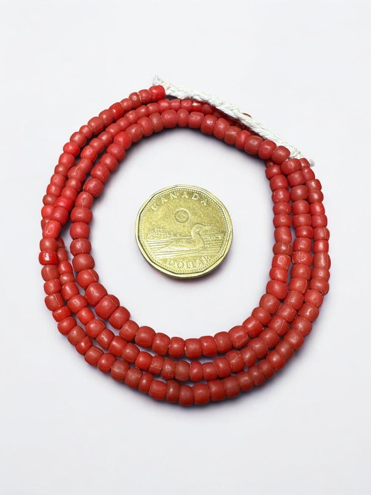 Vintage Red Java Glass Trade Beads: Handmade African Strand (24")
