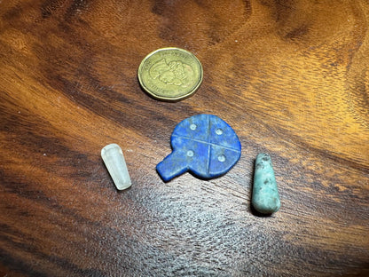 Carved Gemstone Amulets: Jade, Agate, Lapis Lazuli Tribal Beads (Lot of 15)