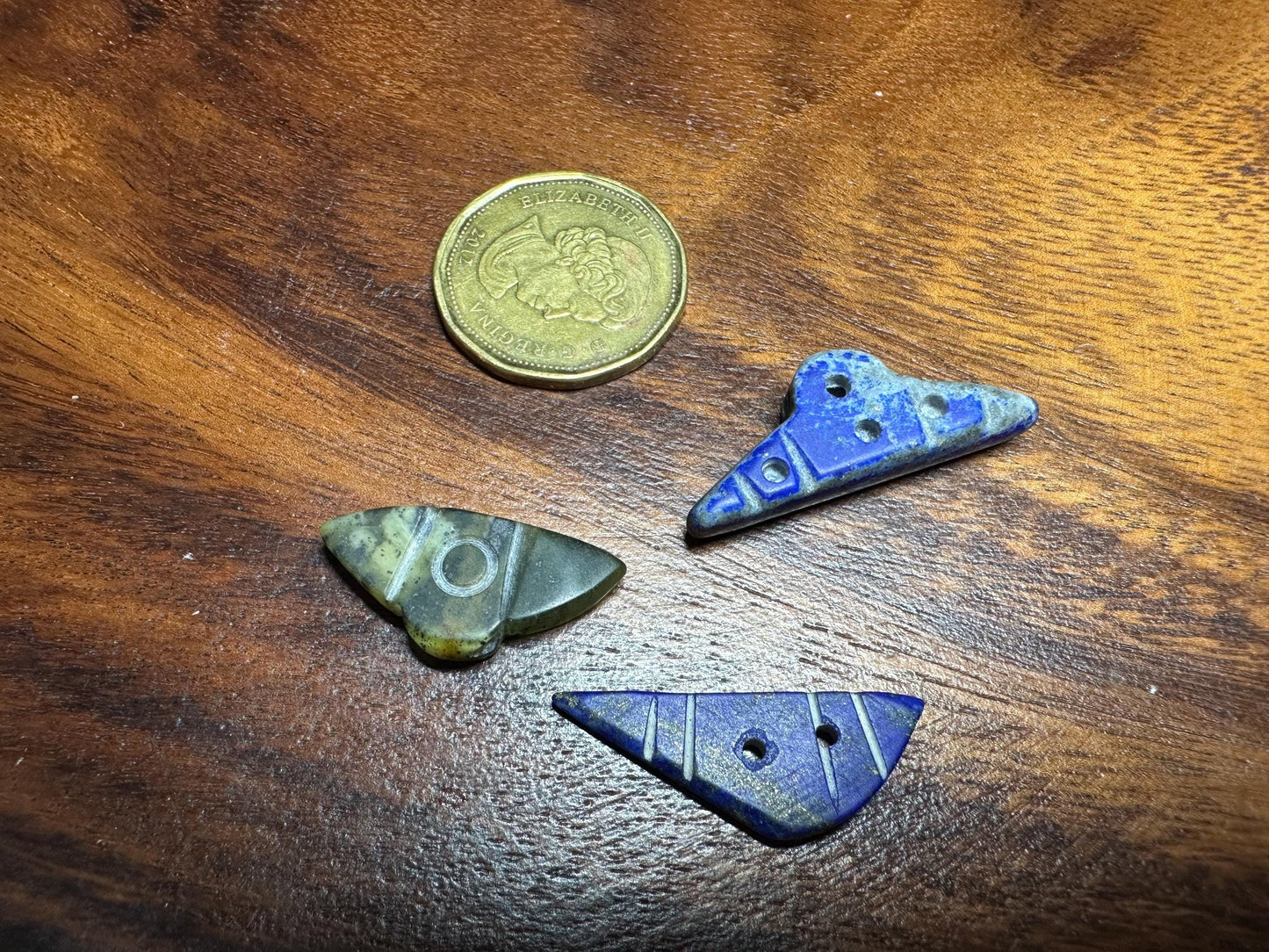 Carved Gemstone Amulets: Jade, Agate, Lapis Lazuli Tribal Beads (Lot of 15)