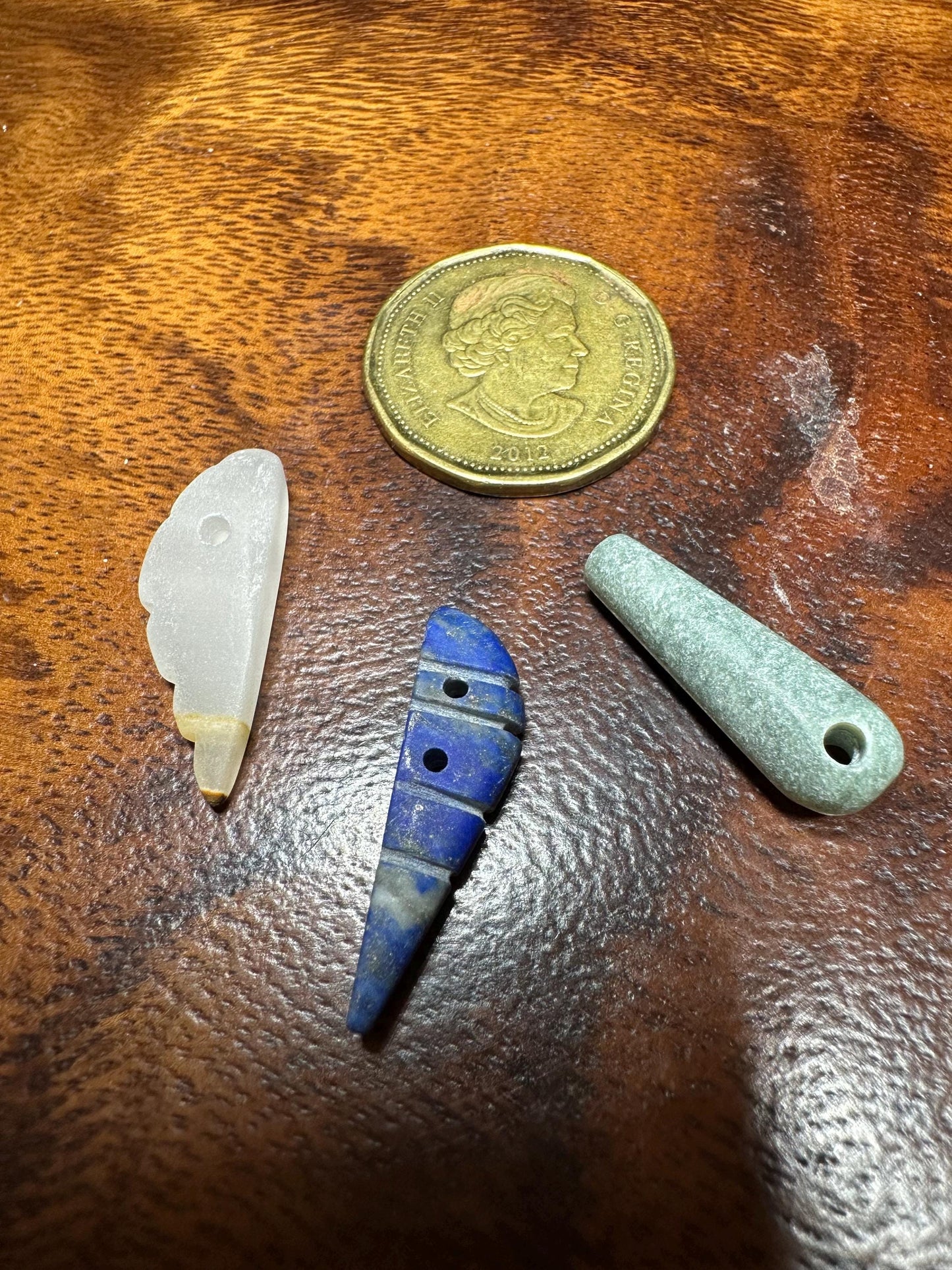 Hand Carved Gemstone Amulet Lot: Lapis, Jade, Agate Boho Jewelry Supplies