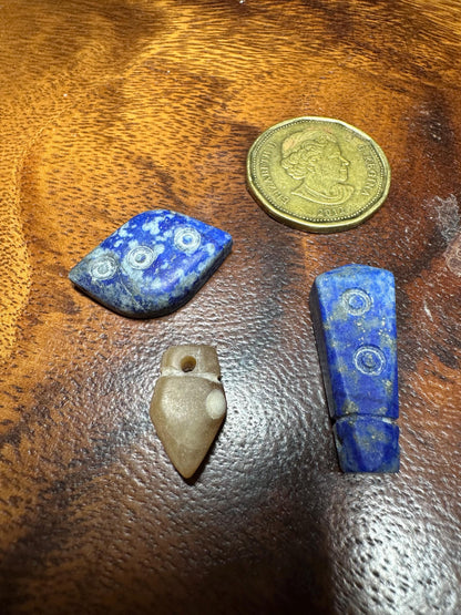 Hand Carved Gemstone Amulet Lot: Lapis, Jade, Agate Boho Jewelry Supplies