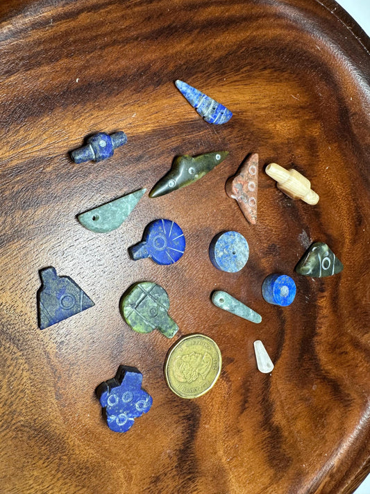 Boho Gemstone Pendant Lot: 15 Tribal Carved Amulets