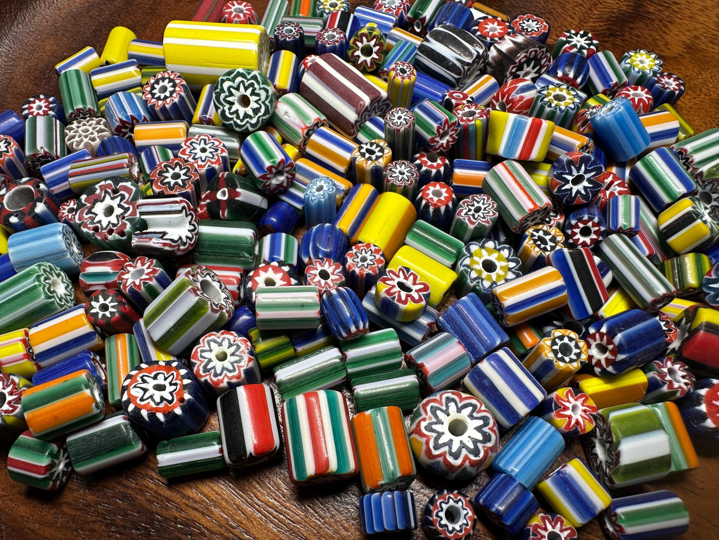 Handmade Nepal Glass Beads: Colorful Chevron Millefiori Beads