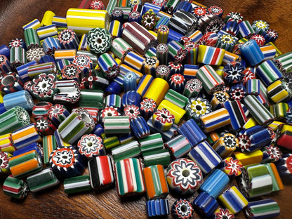 Handmade Nepal Glass Beads: Colorful Chevron Millefiori Beads