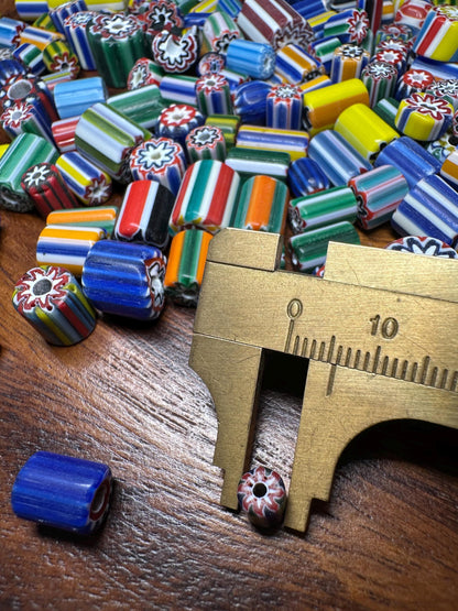 Handmade Nepal Glass Beads: Colorful Chevron Millefiori Beads
