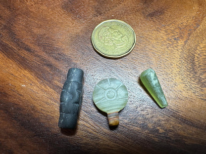 Ethnic Stone Amulets  15 Carved Gemstone Beads in Jade, Lapis & Agate  Jewelry Making Lot