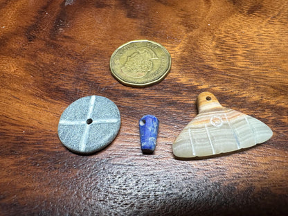 Hand Carved Gemstone Pendants  15 Tribal Amulets in Lapis, Jade, Agate  Artisan Supply Lot