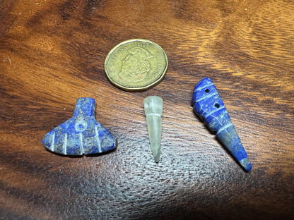 Hand Carved Gemstone Pendants  15 Tribal Amulets in Lapis, Jade, Agate  Artisan Supply Lot