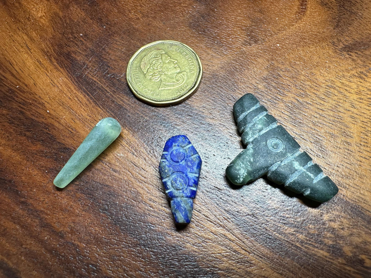 15 Tribal Amulets  Carved Gemstone Lot in Lapis, Jade, and Agate  Unique Craft Beads