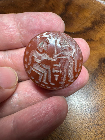 Rare Hand-Carved Roman Style Intaglio Agate Bead  Classical Ancient Figure  Collectible Gemstone