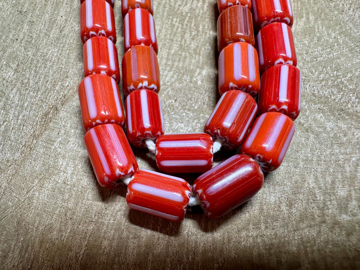 Red Venetian Chevron Glass Beads necklace,Nepal beads,Trade beads,7mm