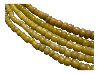 Yellow Java Glass Beads: Vintage African Trade Beads, Boho Jewelry