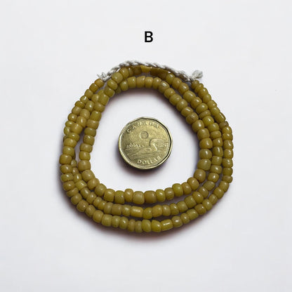 Yellow Java Glass Beads: Vintage African Trade Beads, Boho Jewelry