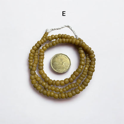 Yellow Java Glass Beads: Vintage African Trade Beads, Boho Jewelry