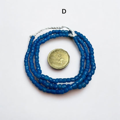 Blue Java Glass Beads: Recycled African Trade Style, Boho Jewelry Supplies