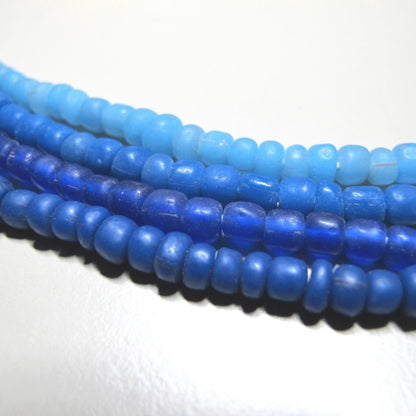 Blue Java Glass Beads: Recycled African Trade Style, Boho Jewelry Supplies