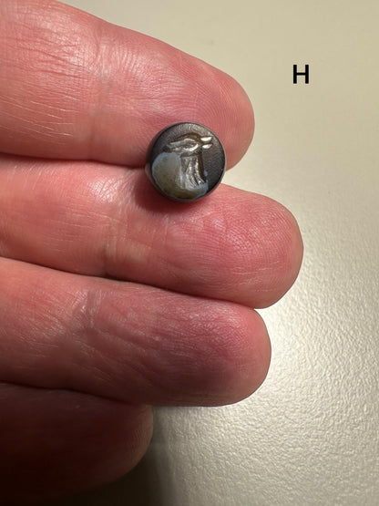 Afghan Style Intaglio Seal Bead  Natural Banded Agate Hand-Carved Animal Design, Collectible Stone