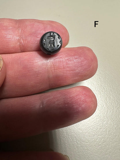 Afghan Style Intaglio Seal Bead  Natural Banded Agate Hand-Carved Animal Design, Collectible Stone