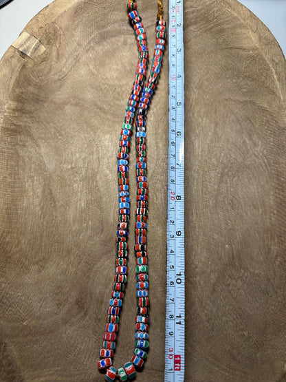 Nepal Handmade Chevron Glass Beads Strand  Multicolor Striped Ethnic Beads  Tribal Style Jewelry Supply