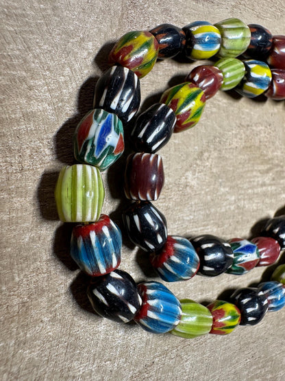 Handmade Nepal Chevron Glass Beads: Colorful Tribal Jewelry Supplies