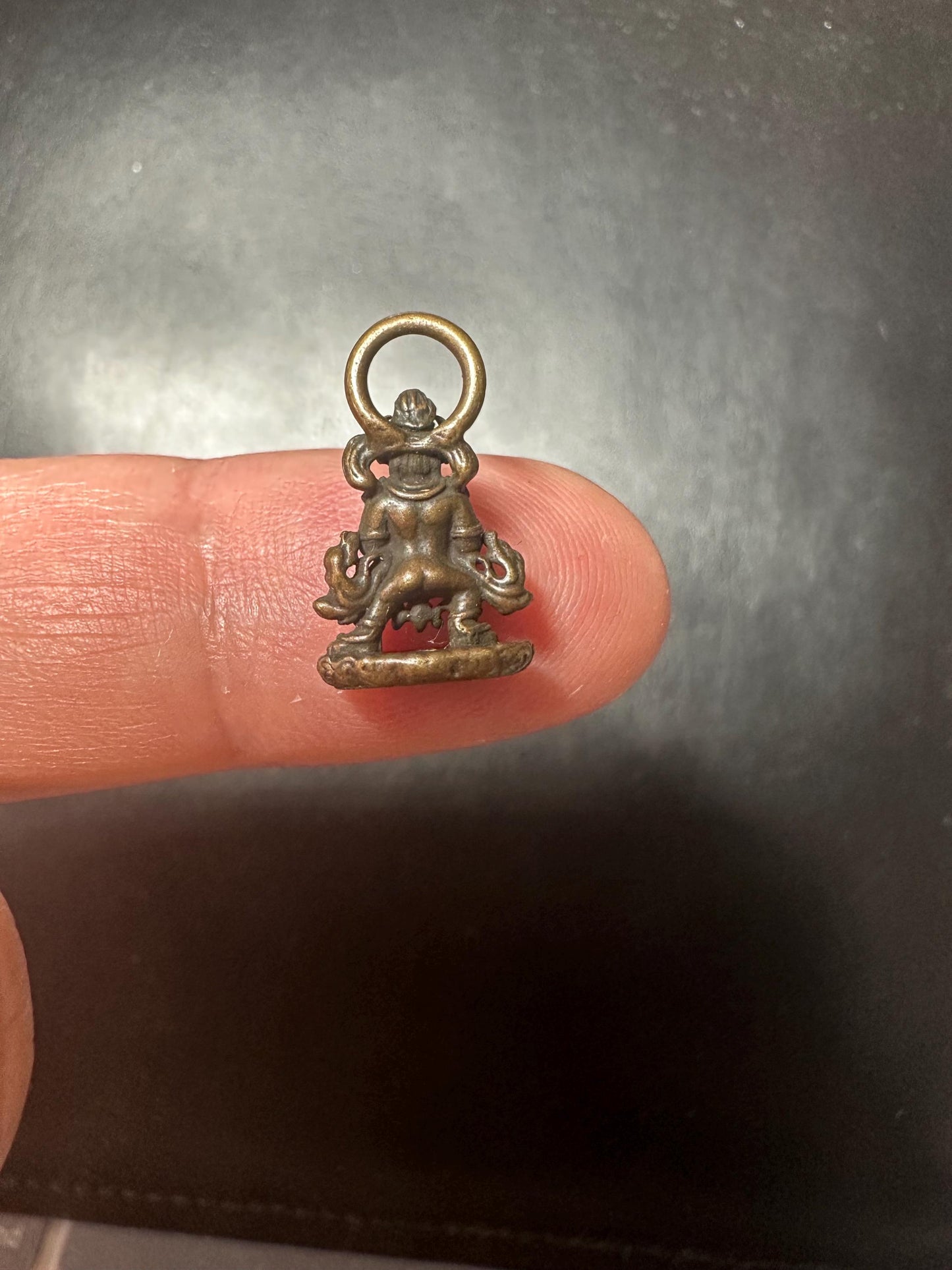 Handmade Bronze Protector Deity Amulet: Tibetan Mala Charm