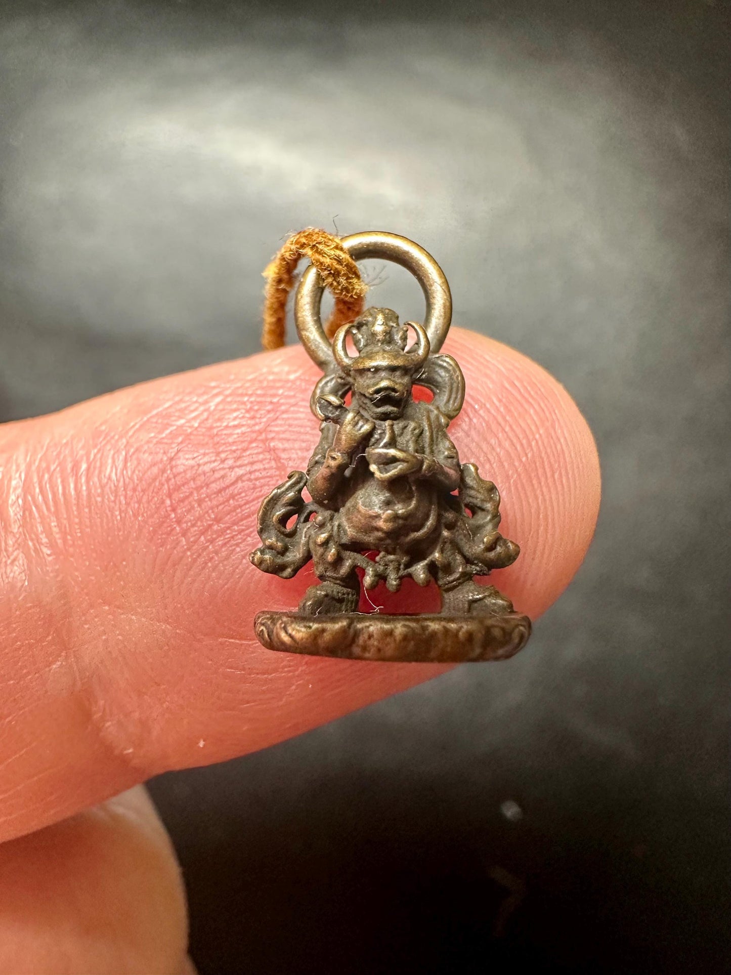Handmade Bronze Protector Deity Amulet: Tibetan Mala Charm