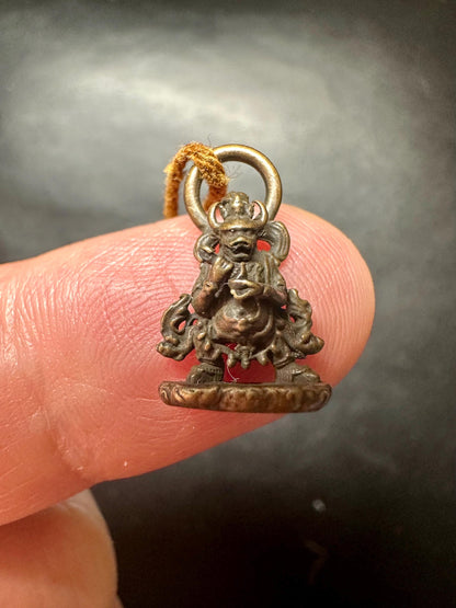 Handmade Bronze Protector Deity Amulet: Tibetan Mala Charm