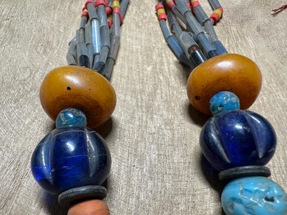 Handmade Nepal Tribal Necklace: Amulet Pendant, Vintage Beads