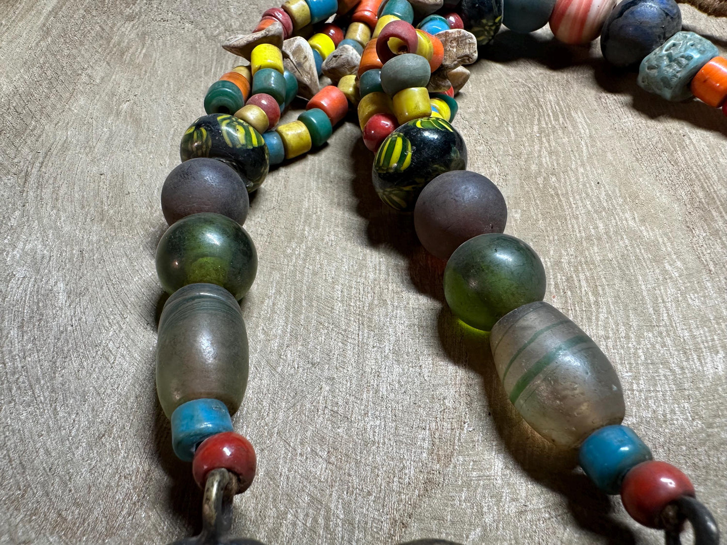 Handmade Nepalese Tribal Beaded Necklace with Brass Face Pendants  Ethnic Himalayan Boho Statement Jewelry