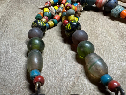 Handmade Nepalese Tribal Beaded Necklace with Brass Face Pendants  Ethnic Himalayan Boho Statement Jewelry