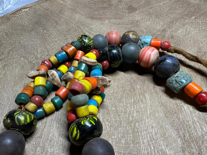 Handmade Nepalese Tribal Beaded Necklace with Brass Face Pendants  Ethnic Himalayan Boho Statement Jewelry