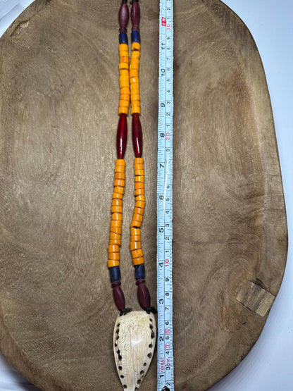 Nepal Tribal Necklace: Amulet Pendant, Vintage Beads, Himalayan Talisman