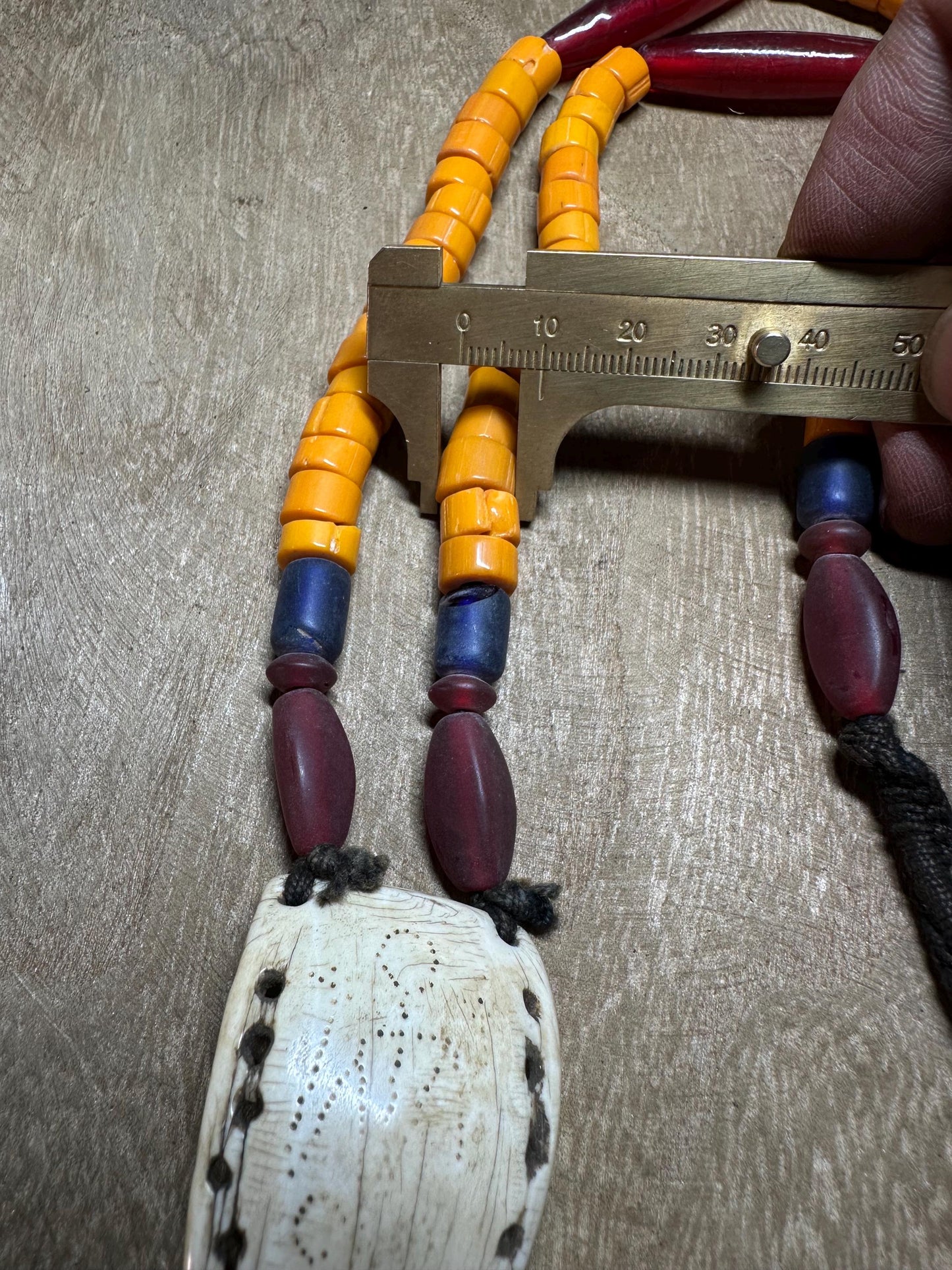 Nepal Tribal Necklace: Amulet Pendant, Vintage Beads, Himalayan Talisman