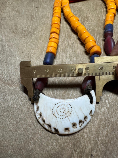 Handmade Nepal Tribal Necklace: Amulet Pendant, Vintage Beads