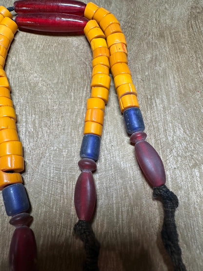 Handmade Nepal Tribal Necklace: Amulet Pendant, Vintage Beads