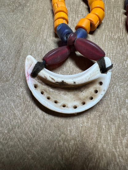 Handmade Nepal Tribal Necklace: Amulet Pendant, Vintage Beads